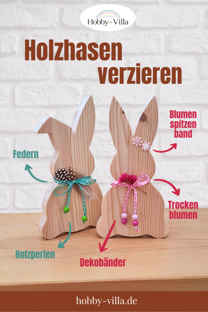 holzhasen verzieren osterdeko