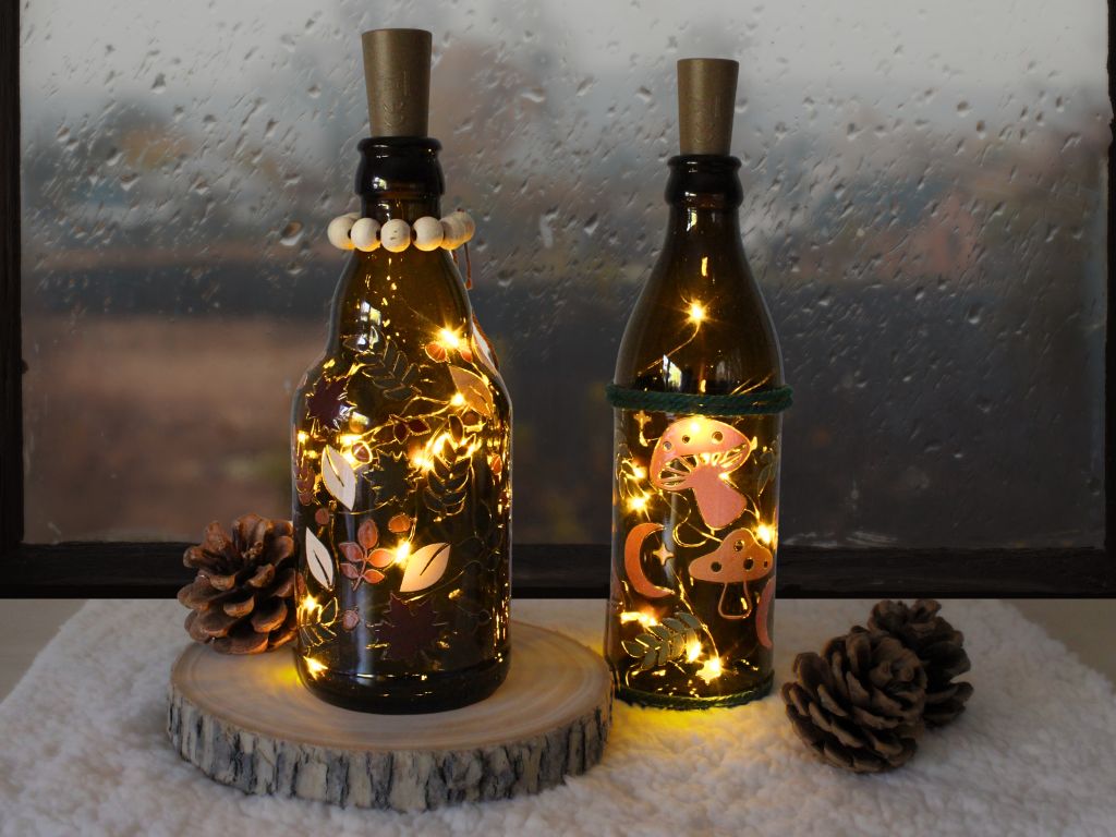 upcycling Flasche mit Flaschenlicht