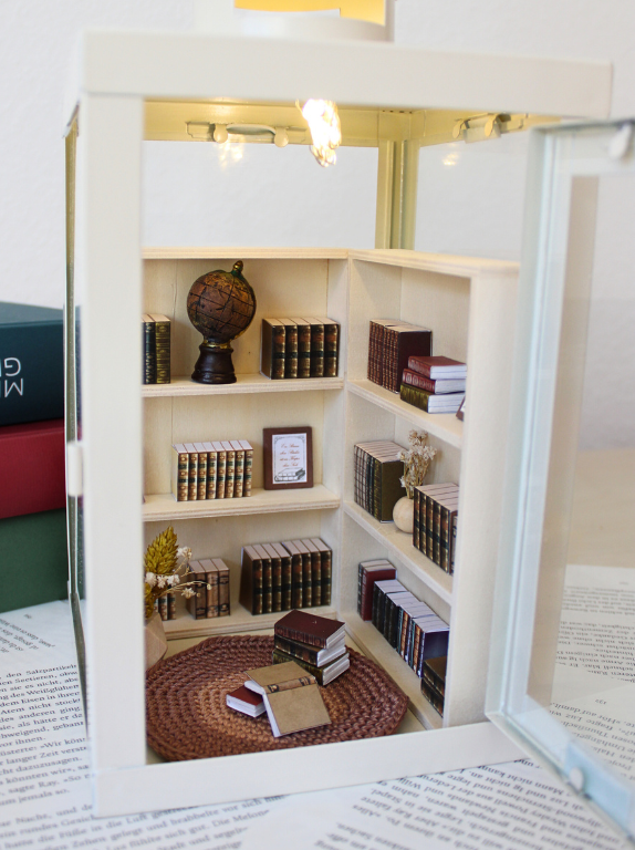 selbstgemachte miniatur bibliothek